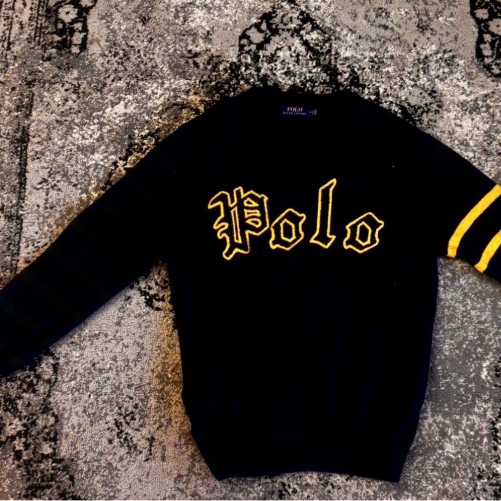Polo Ralph Lauren Men's Navy/yellow/green varsity Sweater mens M